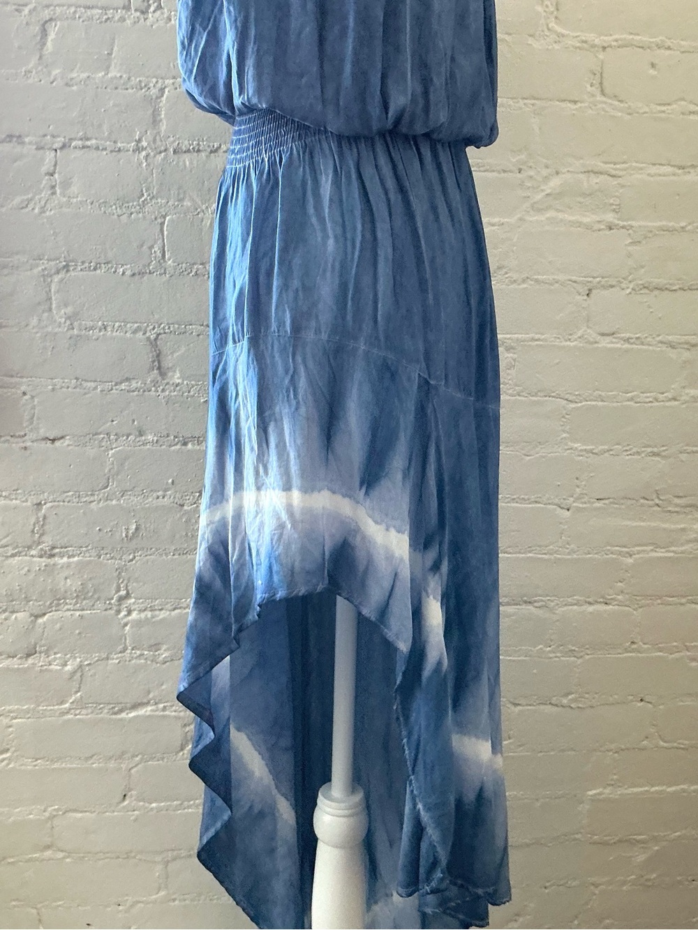 Anothropologie Storia Dress Blue Tie Dye Smocked Strapless Beach Vacation Boho L - Picture 6 of 8